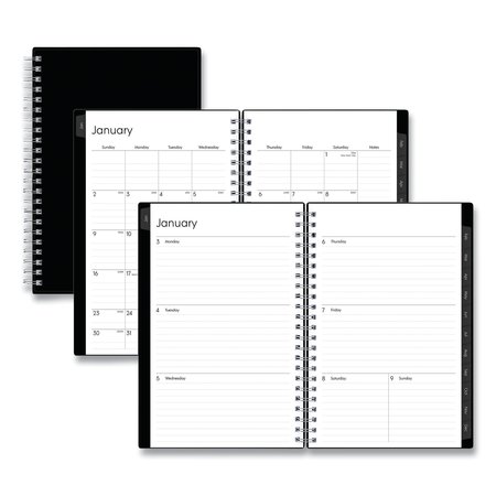 BLUE SKY Red Weekly/Monthly Planner, Open Scheduling, 8 x 5, Black Cover, 2020 111291